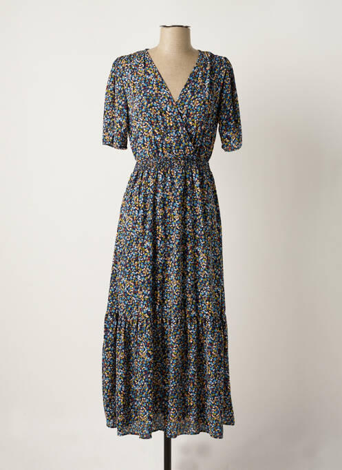 Robe longue manches courtes manches courtes bleu MARINA V femme