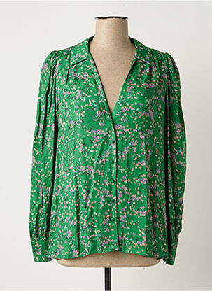 Chemisier imprimé fleurs manches longues vert IDANO femme