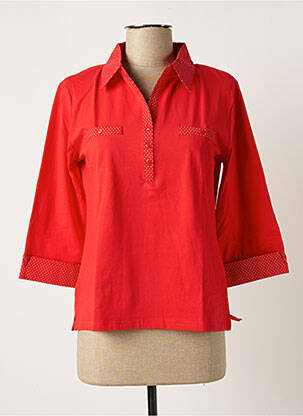 Top stretch manches longues rouge SOIE POUR SOI femme