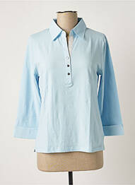 Top tissage jersey manches longues bleu SOIE POUR SOI femme