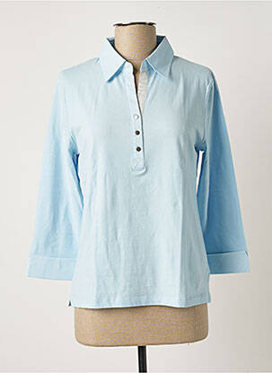 Top tissage jersey manches longues bleu SOIE POUR SOI femme
