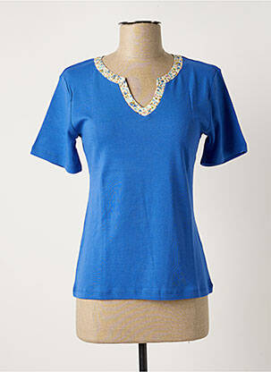 Top tissage jersey manches courtes bleu SOIE POUR SOI femme