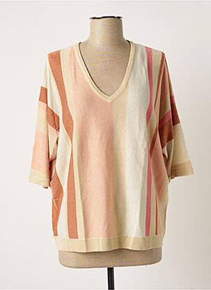 Pull coupe droite manches courtes beige MARINA V femme