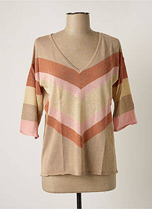 Top stretch manches courtes beige MARINA V femme
