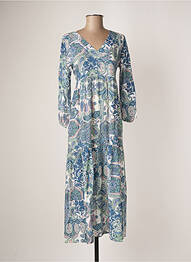 Robe mi-longue imprimé fleurs manches longues bleu GRIFFON femme