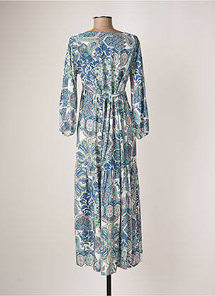Robe mi-longue imprimé fleurs manches longues bleu GRIFFON femme