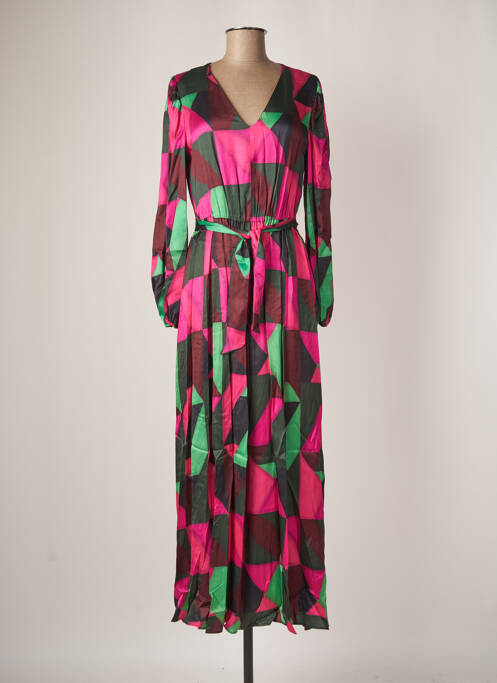 Robe longue manches longues manches longues rose CARACTERE femme