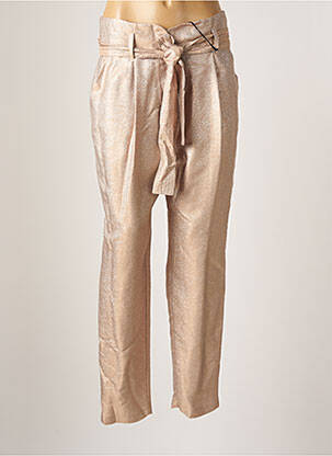 Pantalon droit coupe carotte taille haute beige ANGELA DAVIS femme