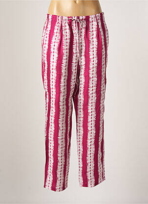 Pantalon droit tissage popeline taille haute rose CARACTERE femme