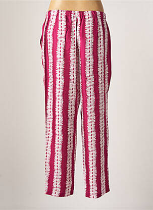 Pantalon droit tissage popeline taille haute rose CARACTERE femme