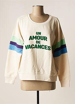 Sweat-shirt sérigraphie floquée manches longues beige ANOUK ET NINON femme