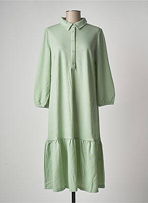 Robe mi-longue coupe fluide manches longues vert YEST femme
