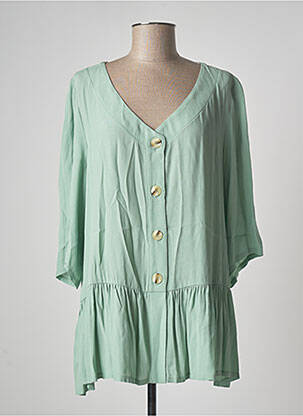 Chemisier tissage crêpe manches longues vert AN II VITO femme