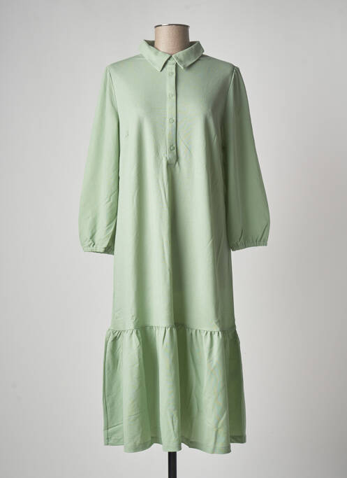 Robe mi-longue coupe fluide manches longues vert YEST femme