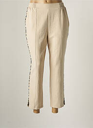 Pantalon chino broderie galons latéraux taille haute beige LOLA CASADEMUNT femme
