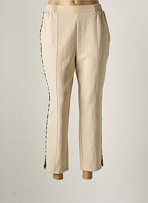 Pantalon chino broderie galons latéraux taille haute beige LOLA CASADEMUNT femme