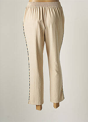 Pantalon chino broderie galons latéraux taille haute beige LOLA CASADEMUNT femme
