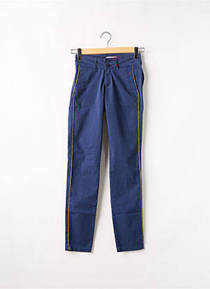 Pantalon chino broderie galons latéraux taille normale bleu LES TEINTURIERS femme