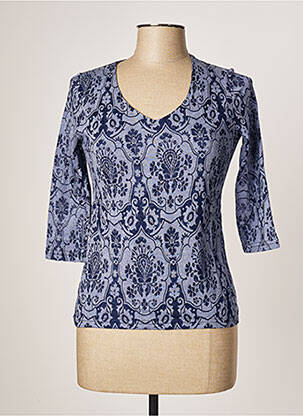 Top coupe cintrée manches 3/4 bleu LES BONHEURS DE SOPHIE femme