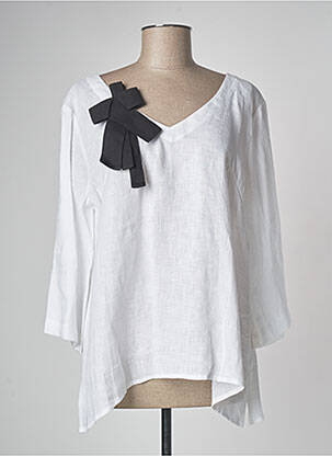 Tunique manches longues col v blanc KEDZIOREK femme