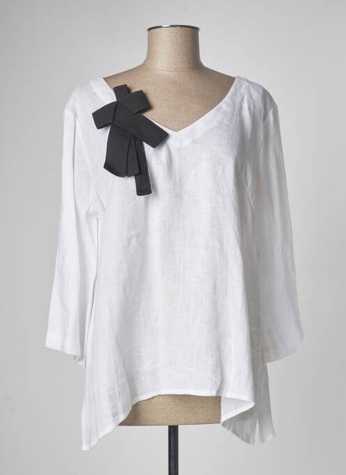 Tunique manches longues col v blanc KEDZIOREK femme