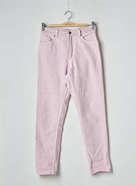 Jeans coupe slim broderie rivets taille haute rose MONKI femme
