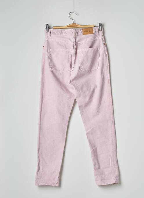 Jeans coupe slim broderie rivets taille haute rose MONKI femme
