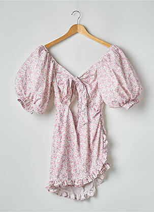 Robe courte manches courtes manches courtes rose PRETTY LITTLE THING femme