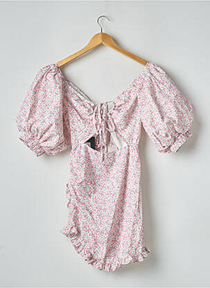 Robe courte manches courtes manches courtes rose PRETTY LITTLE THING femme