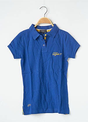 Polo broderie motifs brodés manches courtes bleu DJIB 7 femme