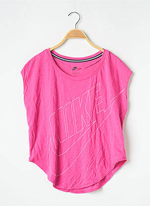 Top stretch manches courtes rose NIKE femme