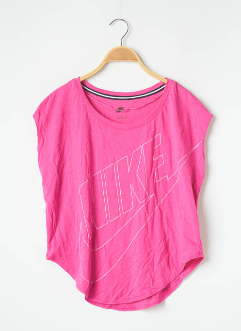 Top tissage jersey manches courtes rose NIKE femme