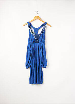 Robe mi-longue col rond fines bretelles bleu BAROCK N'LOVE femme