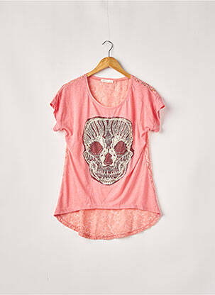 T-shirt stretch manches courtes rose L'OLIVE VERTE femme