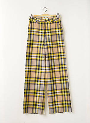 Pantalon large fermeture zippée sous rabat avec crochet taille haute jaune CLOSED femme