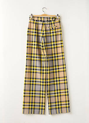 Pantalon large fermeture zippée sous rabat avec crochet taille haute jaune CLOSED femme