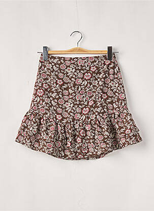 Jupe courte coupe évasée marron LOAVIES femme