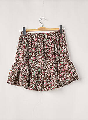 Jupe courte coupe évasée marron LOAVIES femme