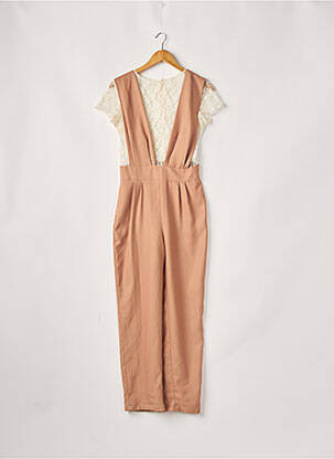 Combi-pantalon tissage crêpe manches courtes beige GAÂLA femme