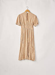 Robe mi-longue coupe fluide manches courtes beige NEW LOOK femme