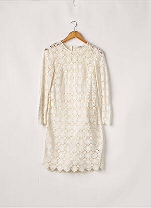 Robe mi-longue tissage crêpe manches longues beige BODEN femme