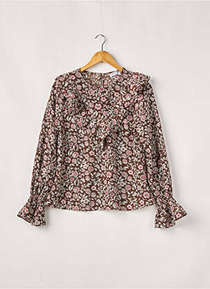 Blouse imprimé fleurs manches longues marron LOAVIES femme