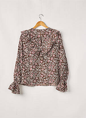 Blouse imprimé fleurs manches longues marron LOAVIES femme