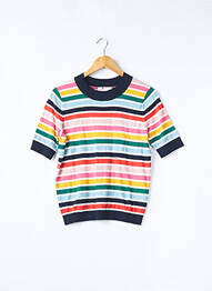 Pull finition bords-côtes manches courtes bleu BODEN femme