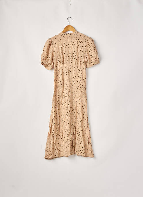Robe mi-longue coupe fluide manches courtes beige NEW LOOK femme