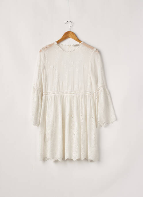 Robe courte manches longues manches longues blanc ZARA femme