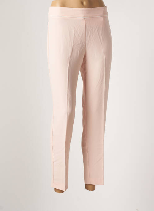 Pantalon droit tissage crêpe taille haute rose ANDAMIO femme