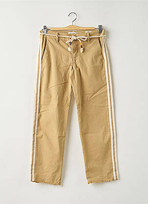 Pantalon chino broderie galons latéraux taille normale beige HAPPY femme