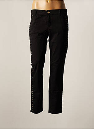 Pantalon chino fermeture zippée sous rabat boutonné taille normale noir HAPPY femme
