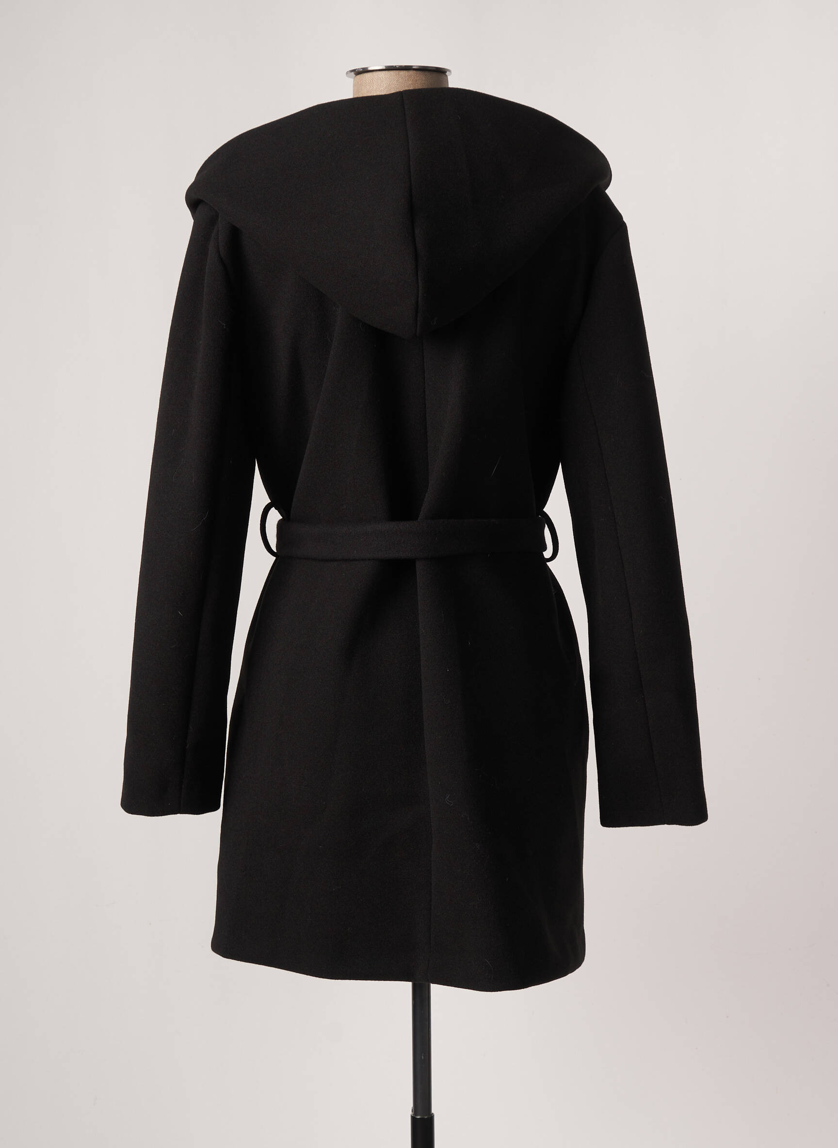 QUATRE VINGT JOURS Manteau long de couleur noir en soldes pas cher 2180028 noir00 Modz